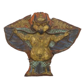 Large Tibetan Gilt Copper Repousse Figure of Garuda
