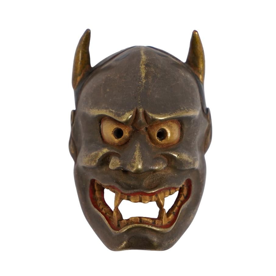 Fine Japanese Netsuke of Lacquered wood mask