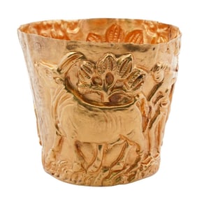 High Karat Gold Repousse Roman Cup