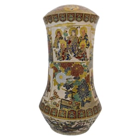 Monumental Satsuma Gosu Blue Vase Unusual Shape