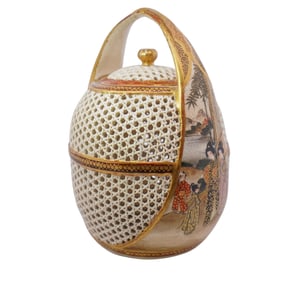 Japanese Satsuma Reticulated Covered Jar
