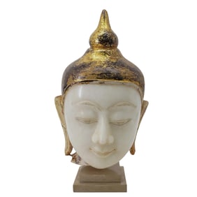 Burmese, Shan Style, Marble Head of Buddha Shakyamuni