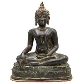 Large Thai Southeast Asian Seated Buddha on Lotus Throne