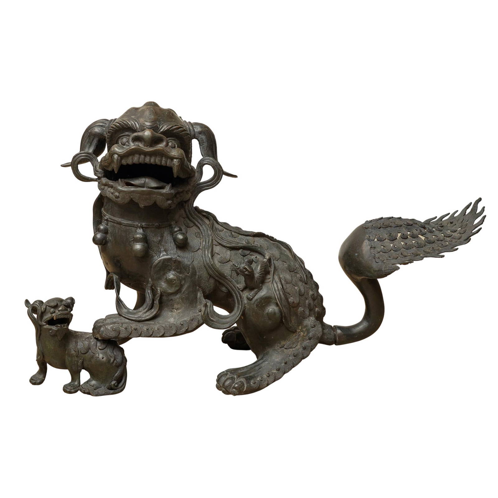 Large Chinese Bronze Foo Dog Buddhist Lion Ming Dynasty