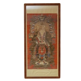 Large Chinese Daoist Scroll of Immortal Figure Seated in Throne