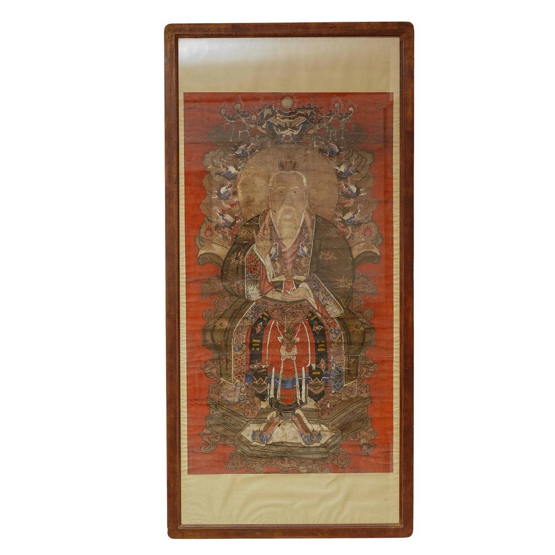 Large Chinese Daoist Scroll of Immortal Figure Seated in Throne