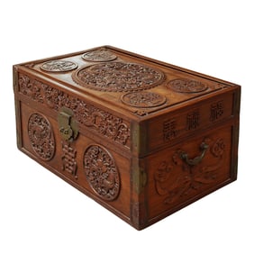 Chinese Hardwood Carved Dragon Chest