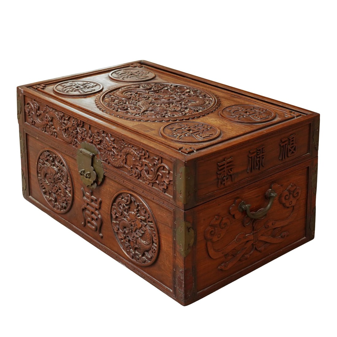 Chinese Hardwood Carved Dragon Chest (1 of 14)