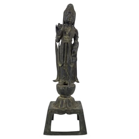 Large Chinese or Korean Standing Bronze Bodhisattva Guan Yin Kannon