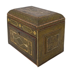 Large Persian Qajar Katam Inlaid Wood Box