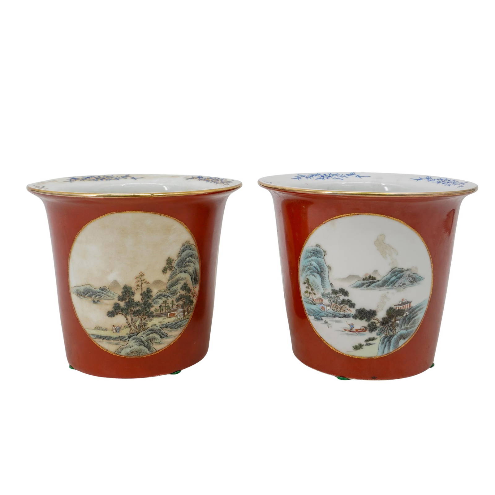 Pair Of Chinese Export Porcelain Jardinieres