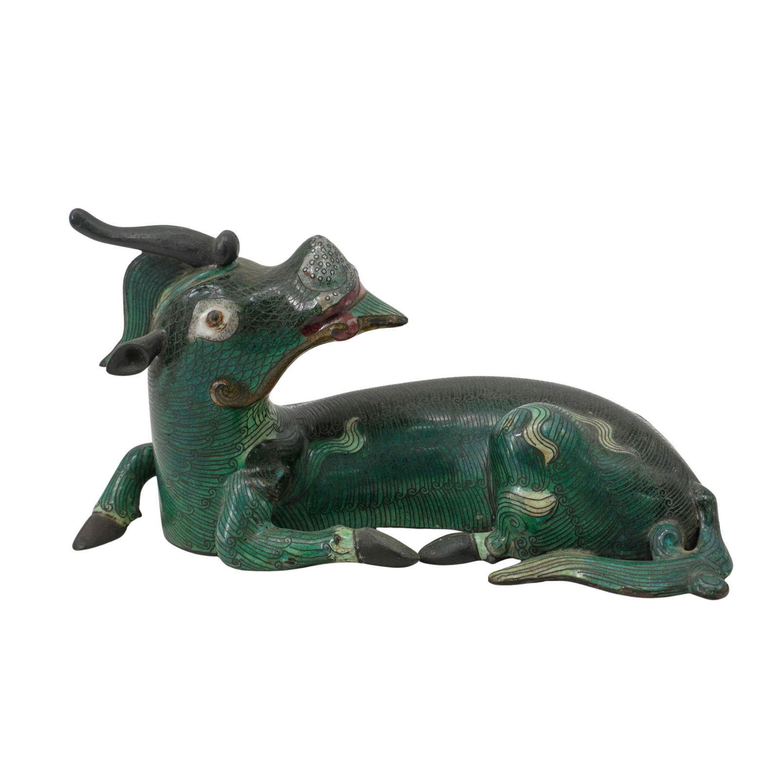 Chinese Cloisonne Reclining Chilong, Qilian (1 of 12)