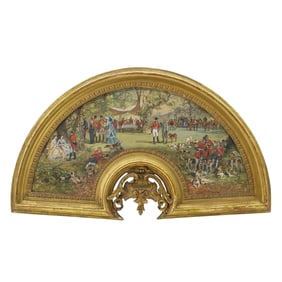 Charles Olivier De Penne, French (1831-1897) Gauche on Paper Fan Painting