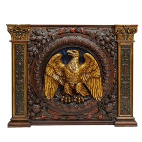 Early Gilt Wood High Relief Carved American Eagle Panel