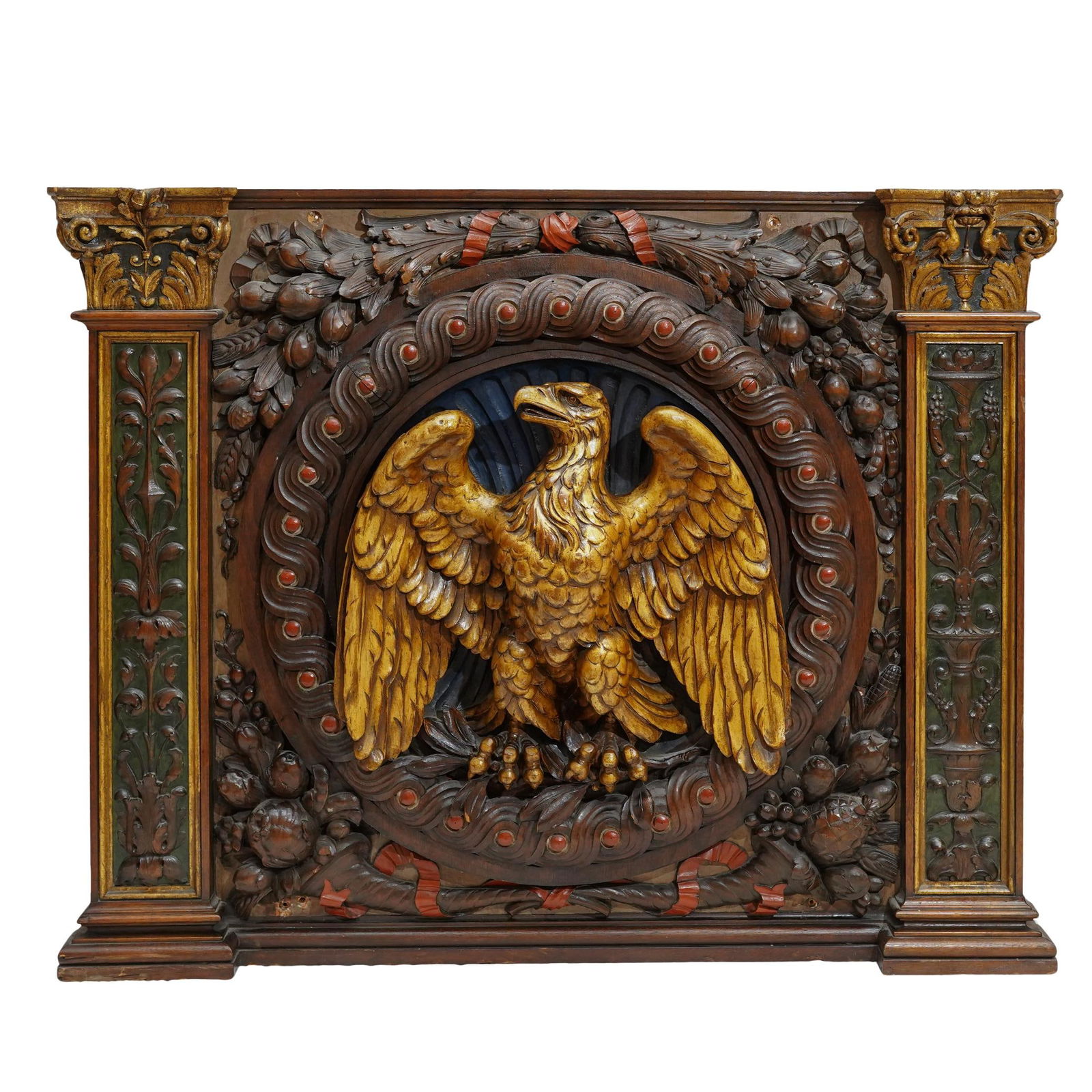 Early Gilt Wood High Relief Carved American Eagle Panel (1 of 7)