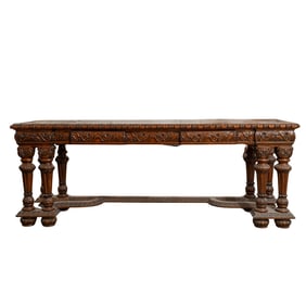 Large Finely Carved Wood Console Table