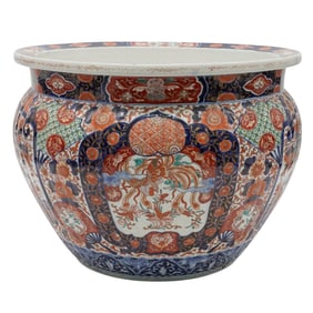 Large & Impressive Fluted Japanese Imari Jardiniere