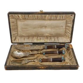 Complete Gilt Silver Personal Set of Dinnerware in Custom Presentation Case