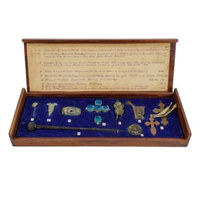Personal Collection of Ancient Artifacts in Rosewood Box