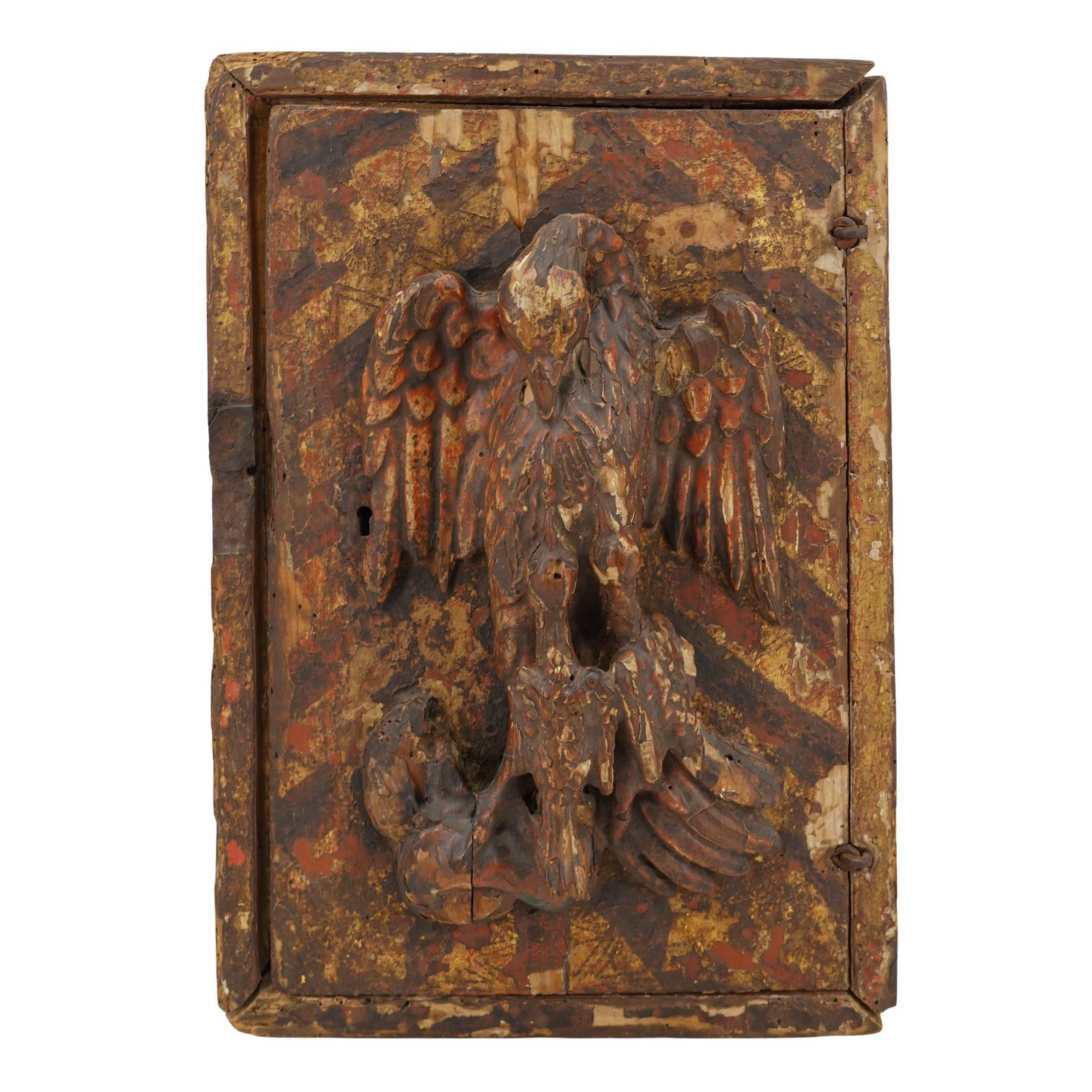 17th to18th Century Carved Eagle & Polychrome Cabinet