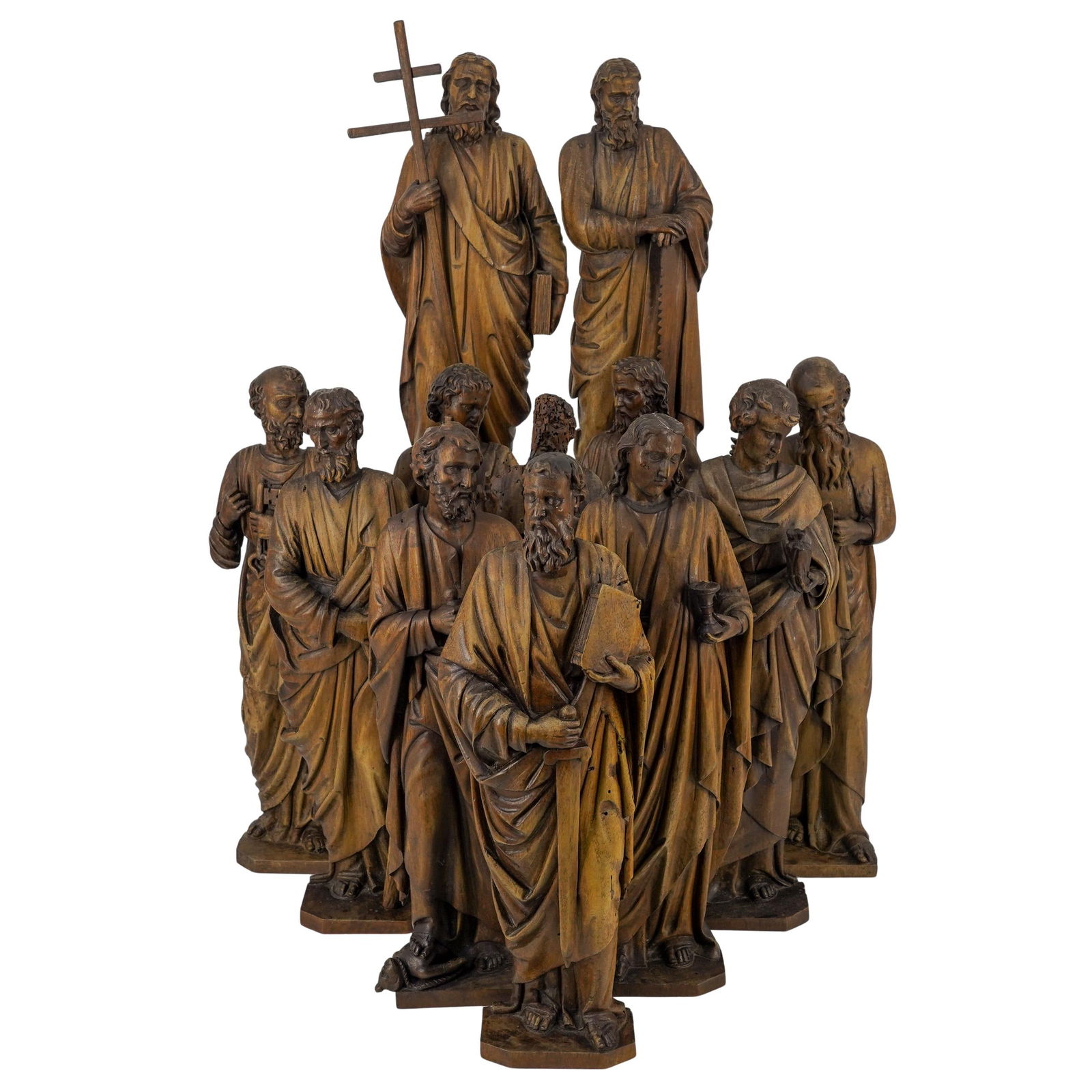 (12pc) 17th to18th Century Carved Walnut Apostles Figures (1 of 14)