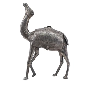 Large Silver Indian or Persian Standing Camel Hinged Box