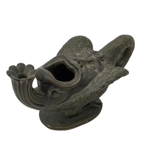 Italian Florentine Bronze Oil Lamp Swan & Mask Design