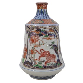 Japanese Porcelain Raised Panel Bottle Vase