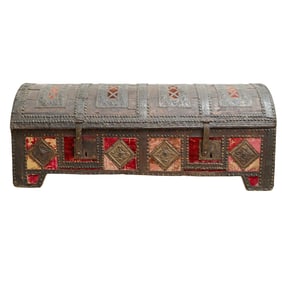 Venetian Red Velvet and Metal Clad Chest