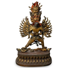 Large and Rare Tibet Tibetan Gilt Bronze Deity
