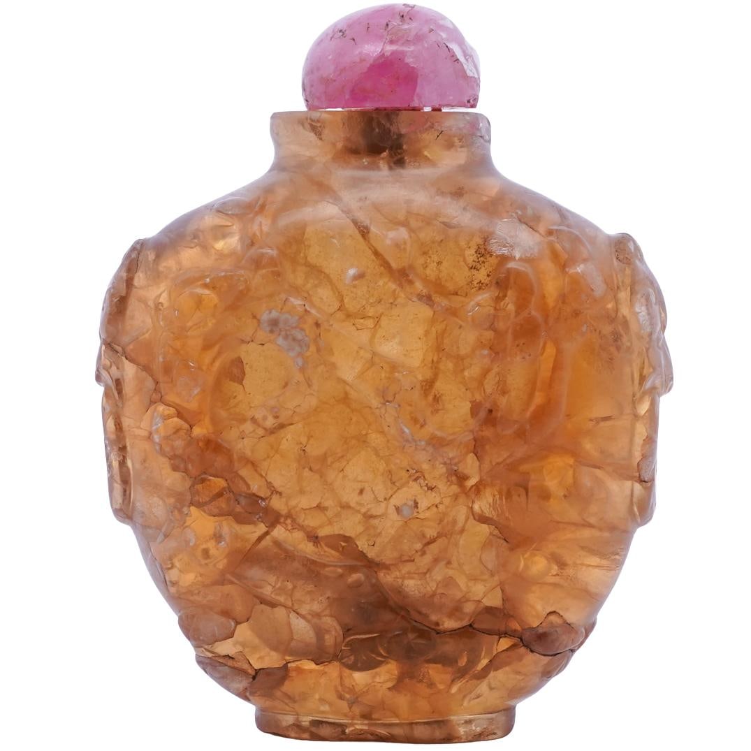 Chinese Carved Turmaline & Agate Snuff Bottle (1 of 6)