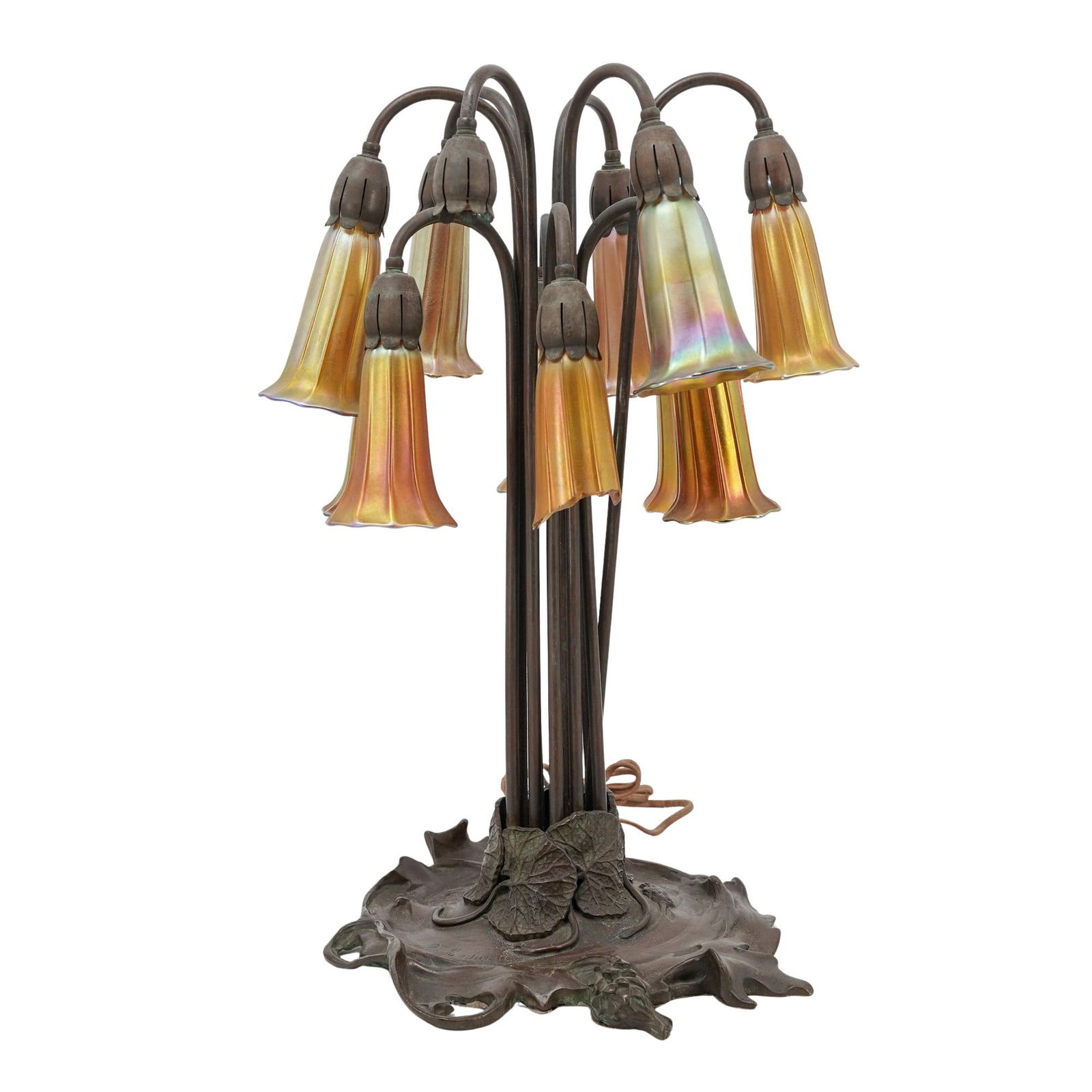 F. Madurell Bronze 12-Light Pond Lily Table Lamp