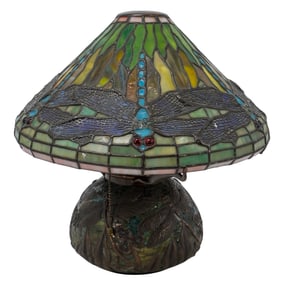 Tiffany Style Stained Dragonfly Glass Lamp