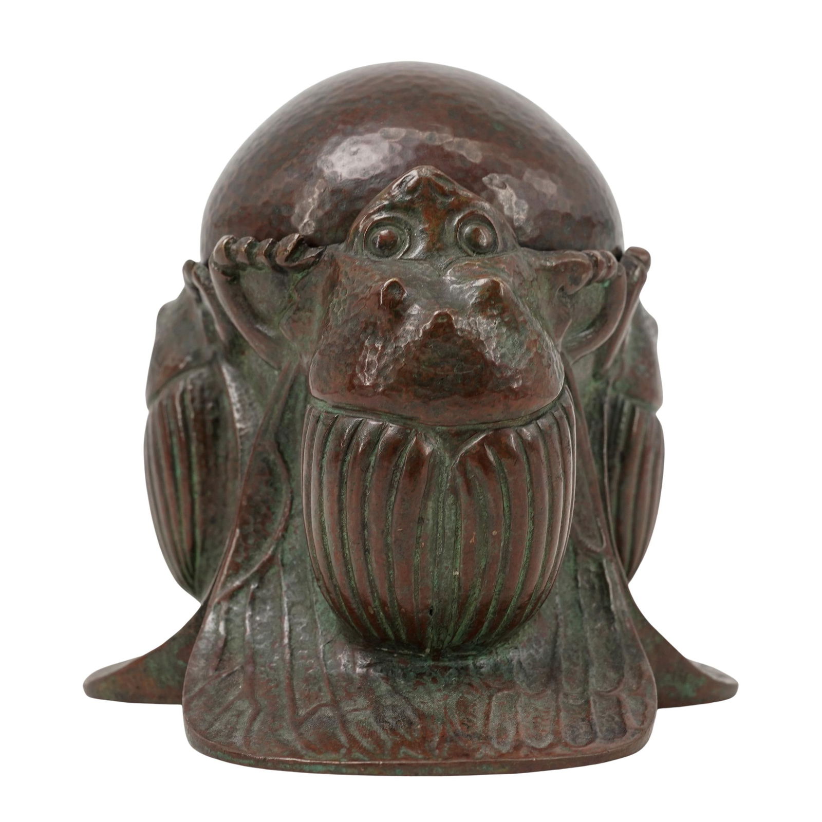 Tiffany Studios Patinated Bronze Three Scarab Inkwell (1 of 7)