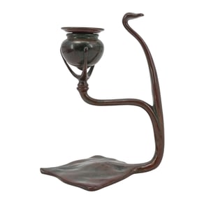 Tiffany Studios Bronze Cobra Candlestick
