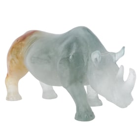 Daum Pate de Verre Crystal Rhino Figurine