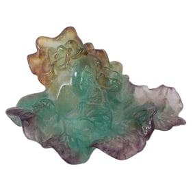Daum Pate de Verre Crystal Leaf Dish