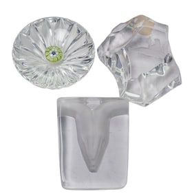 (3 pcs) Crystal Paperweights; Daum, Val St. Lambert, St. Louis
