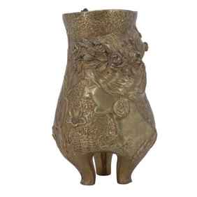 French Art Nouveau H. St. Lerche Dore Bronze Figural Bud Vase