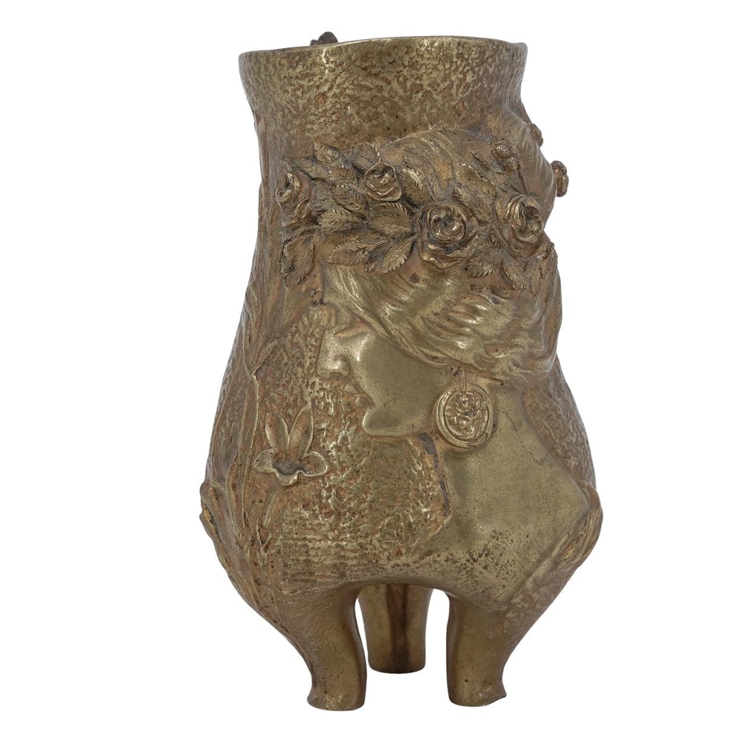 French Art Nouveau H. St. Lerche Dore Bronze Figural Bud Vase (1 of 8)