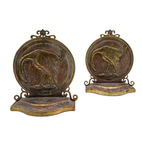Pair of Att. Oscar Bach Bronze Heron Bookends