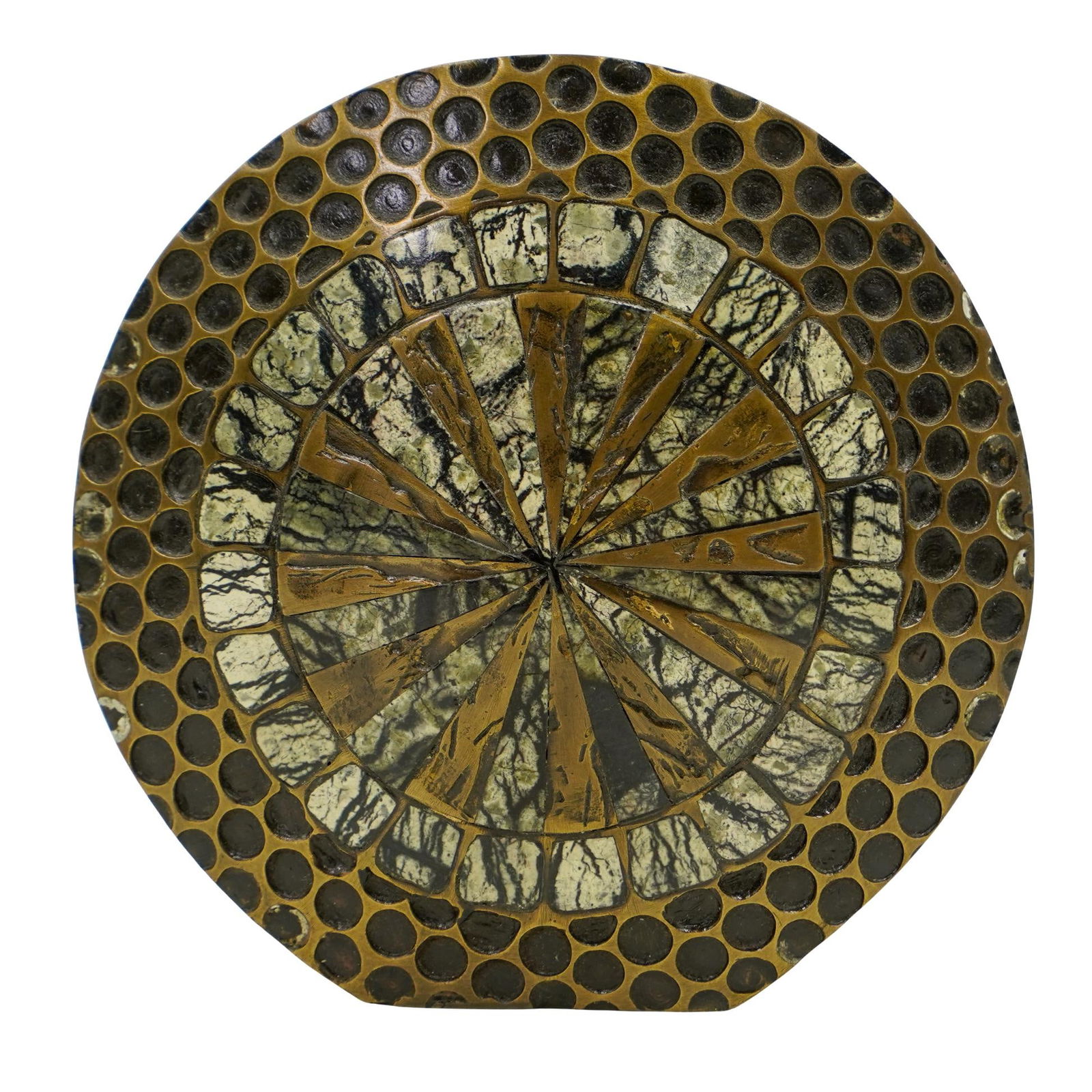 R&Y Augousti Round Bronze With Inlaid Stone Vase (1 of 5)