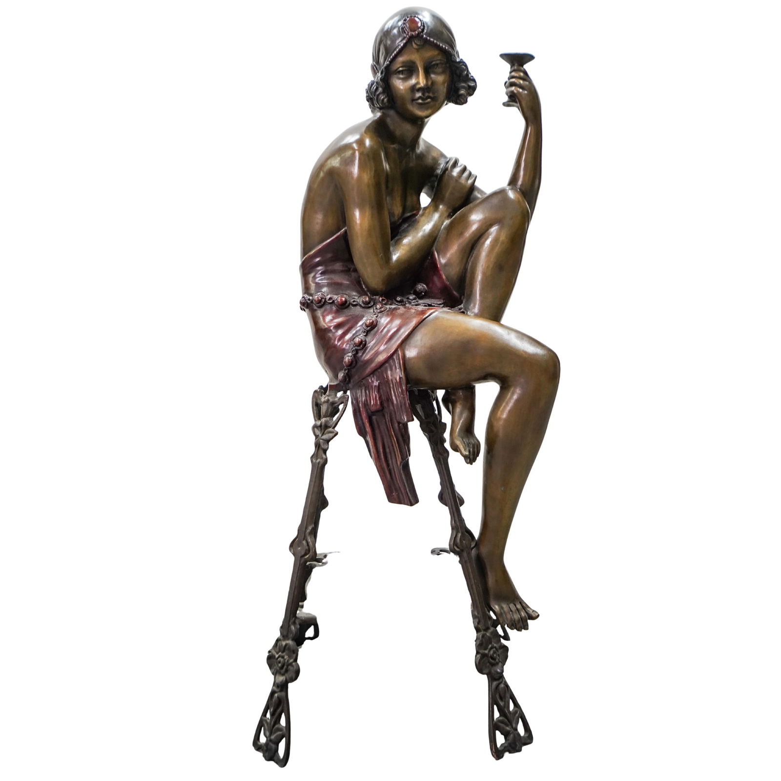 Fernando de Luca (Italian) Bronze Art Deco Flapper on Stand (1 of 6)
