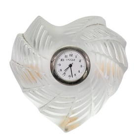 Lalique "St. Valentine" Crystal Desk Clock