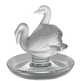 Lalique "Deux Cygnes" Crystal Ring Dish