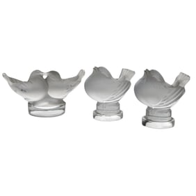 (3 pcs) Lalique Crystal Birds Paperweights