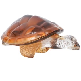 Lalique "Caroline Turtle" Clear & Colored Glass Sculpture