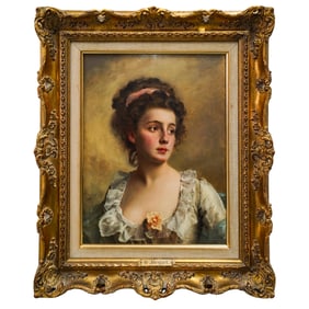 Gustave Jean Jacquet (French, 1846) Oil On Board Painting