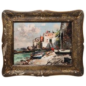 Signed Ezelino Briante (Italian, 1901) Oil On Canvas Painting