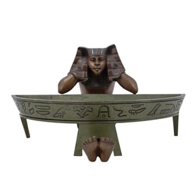 Franz Xaver Bergmann Egyptian Revival Bronze Inkwell w/ Tray